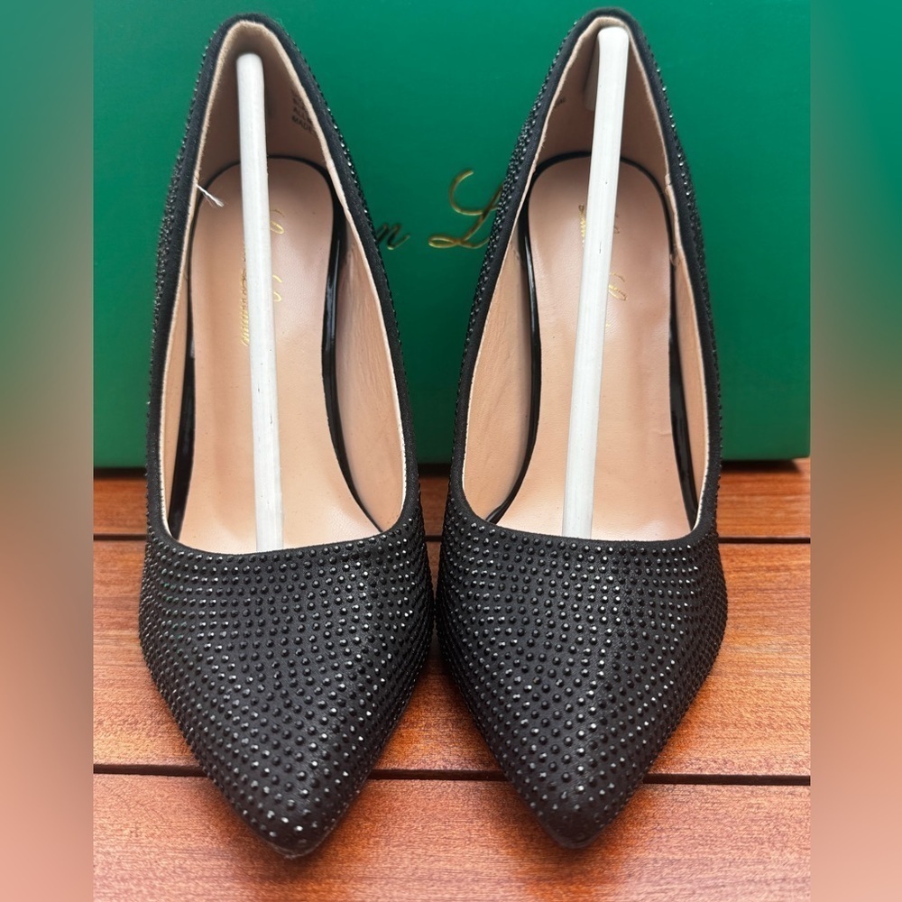 Lauren Lorraine Black Pewter Rhinestone Pumps Heels Size 5.5 NIB